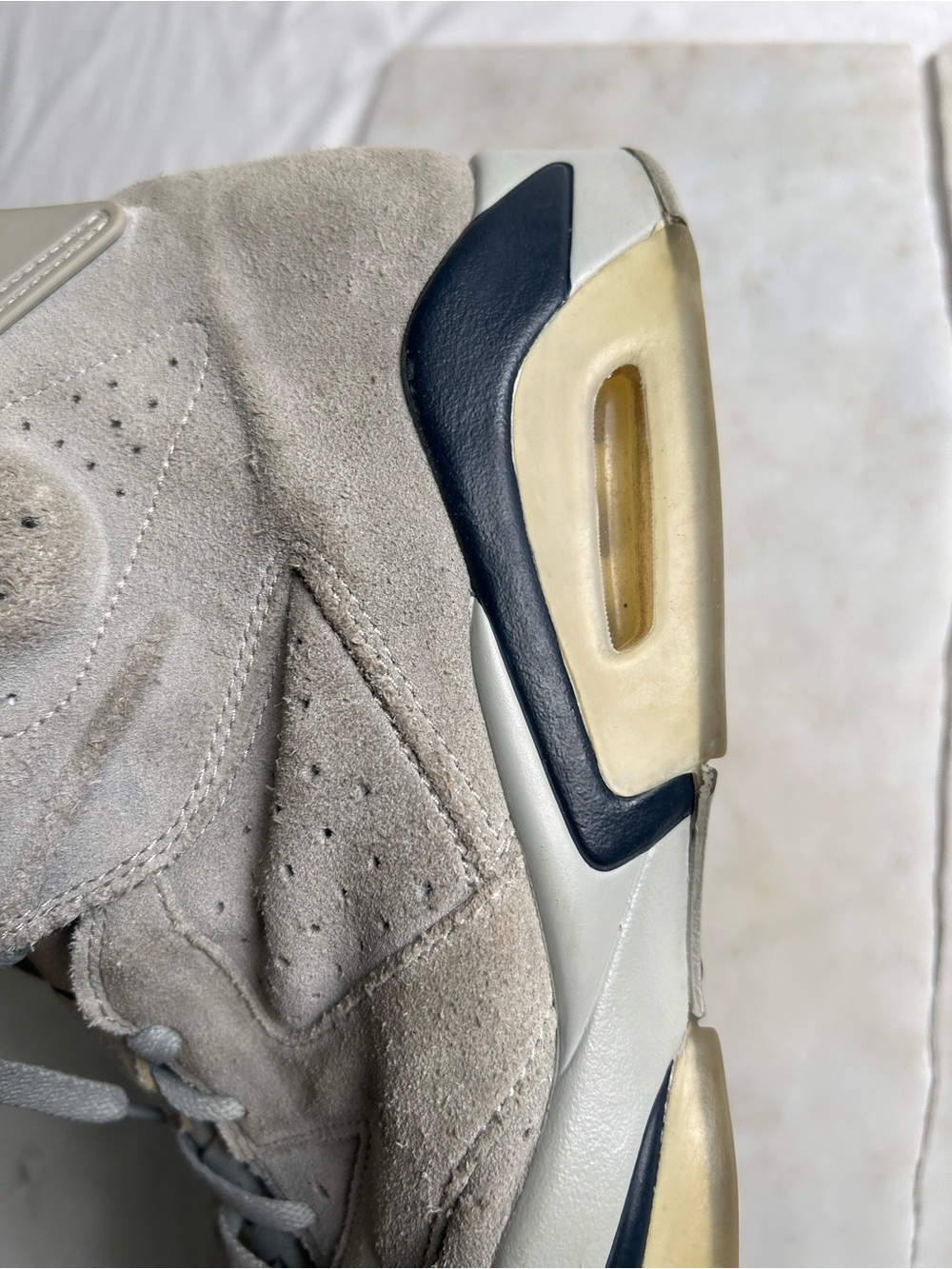Air Jordan Retro 7 Suede Sneakers in Light Gray with Navy Jumpman 14 Mens - Picture 10 of 14
